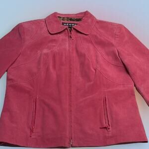 REVUE Womens Small Pink Leather Suede Jacket